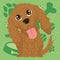 Isolated cute cocker spaniel dog character on a pet toys background Vector