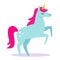 Isolated cute medieval magic unicorn cartoon character Vector