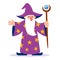 Isolated cute medieval wizard cartoon character Vector