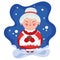 Isolated cute miss claus cartoon character on winter background Vector