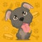 Isolated cute pitbull dog character on a pet toys background Vector