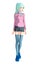 Isolated cute and pretty full length image of a girl in anime style art