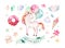 Isolated cute watercolor unicorn clipart. Nursery unicorns illustration. Princess rainbow unicorns poster. Trendy pink