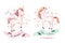 Isolated cute watercolor unicorn clipart. Nursery unicorns illustration. Princess rainbow unicorns poster. Trendy pink