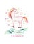 Isolated cute watercolor unicorn kids poster. Nursery unicorns illustration. Princess unicorns drawing. Trendy pink