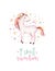Isolated cute watercolor unicorn kids poster. Nursery unicorns illustration. Princess unicorns drawing. Trendy pink