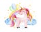 Isolated cute watercolor unicorn and rainbow clipart. Nursery unicorns illustration. Princess unicorns poster. Trendy