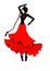 Isolated dancing girl silhouette illustration