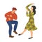 Isolated dancing people. Couple in the dance. Cute vector hand draw illistration on white background