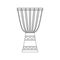 Isolated decorative ornate djembe on white background. Black outline musical instrument.