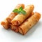 Isolated deep fried spring roll, crispy and delicious, ideal for menus