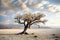 Isolated desert tree, a captivating symbol of endurance in wilderness