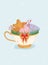 Isolated detail christmas tea cup with ribbon Vector