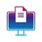 Isolated digital computer and document gradient line style icon vector design