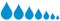 Isolated digital illustration of water droplets of various sizes