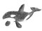 Isolated digital watercolor illustration. Killer whale orca, grampus on white background. Stock image