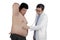 Isolated doctor examining overweight patient