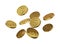 Isolated dollar gold coins falling