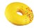 Isolated donut with yellow frosting, sprinkling. shot on the stack. Photographed by stacking