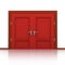 Isolated double red closed door detail 3D