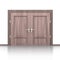 Isolated double wooden closed door detail 3D