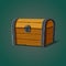 Isolated dower chest or isometric wooden crate