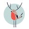 Isolated drawing of a bullfinch icon w/ deer horns on a white background. Illustration