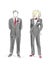 Isolated drawing of a handsome  stylish gentleman and office lady  wearing black suits and red ties