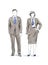 Isolated drawing of a handsome  stylish gentleman and office lady  wearing a suit