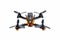 Isolated drones racing FPV quadrocopter made of carbon black, drone ready for flight, stylish and modern hobby