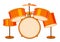 Isolated drumset in orange color