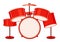 Isolated drumset in red color