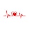 Isolated electrocardiogram with a heart shape icon