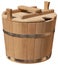 Isolated elegant handmade wooden bucket