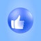 Isolated Emoticon Reaction. Thumb Up on Blue Rounded Background. Social Media UI Emotion