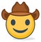 Isolated emoticon wearing cowboy hat. Isolated emoticon.