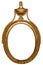 Isolated empty oval golden frame