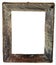 Isolated empty vintage rough hewn wooden picture frame with rope border