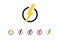 Isolated energy icon. Lightning icon in a circle in different colors