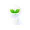 Isolated energy saving light bulb with green sprout on a white background.