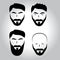 Isolated face with mustache, beard, hair vector logo set. Men barber shop emblem.