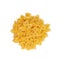 Isolated farfalle pasta on white background. Top view