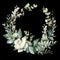 Isolated festival sage greenary floral wreath. Wedding an Christmas occations.