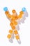 Isolated figure of a boxer winner with gloves raised up made of beads on a white background. Boxer concept