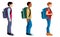 Isolated figures of boys standing with school backpacks