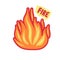 Isolated fire sticker. bright Flame on white