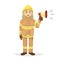 Isolated fireman with megaphone.