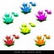Isolated five colorful waterlilly blossom groups
