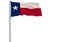 Isolated flag of the US state of Texas is flying in the wind, 3d rendering