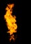 Isolated flame column, fire pillar on black